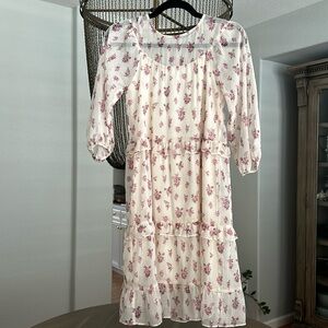 Zara Girl’s Ivory and Pink Floral Dress, size 11-12